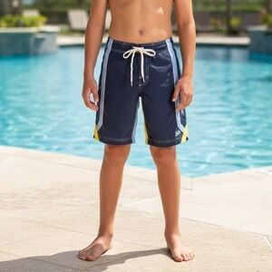 Speedo Trunks Youth Boys Sz Medium Blue Swim Shorts Drawstring Mesh Lining Beach